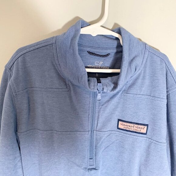 Vineyard Vines Edgartown blue long sleeve collared quarter zip pullover top - Picture 3 of 9